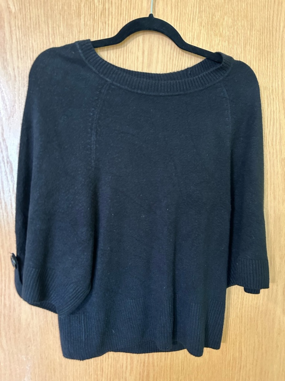 NWOT Debbie Morgan Medium Black Women's Knit Crew Neck Short Sleeve Sweater